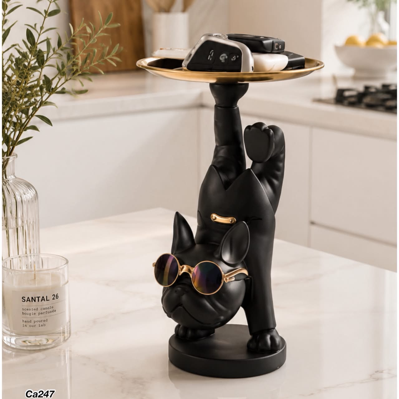 Articulo decorativo perro parado en patas delanteras 27cm* 18cm* 16cm